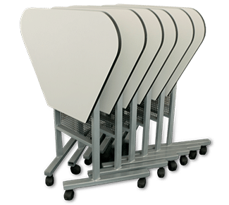 Mesas modulares móviles y rebatibles